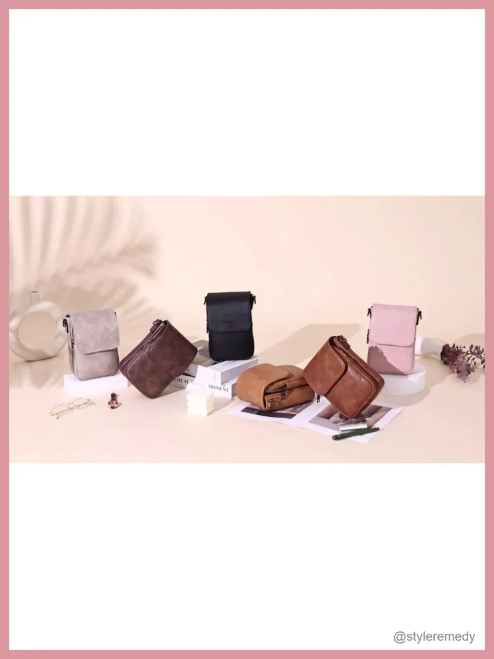 Small Crossbody Purse with Triple Compartments, Vegan Leather Cell Phone Wallet